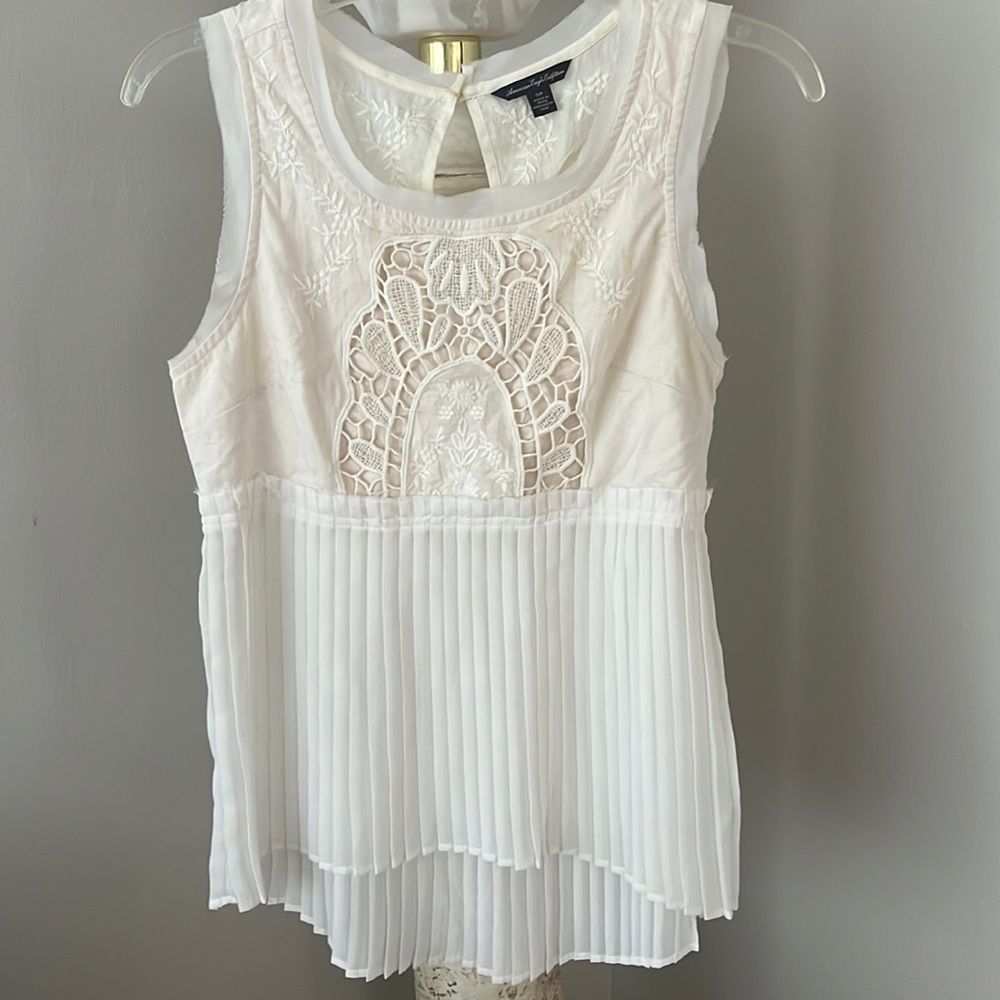American Eagle Outfitters Embroidered and Pleated Top